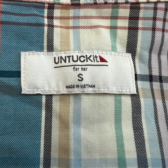 UNTUCKit MARGOT Blue White Green Plaid Button Down Shirt Long Sleeves Small - Picture 7 of 8